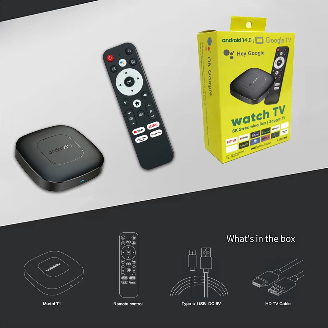 Next-Gen Android 14.0 Smart TV Box: 8K HDR10, Dual-Band WiFi, Voice Remote